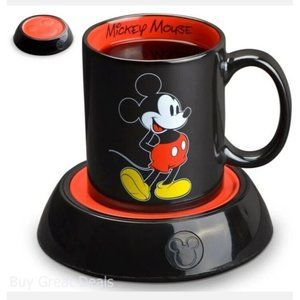 Mickey Mouse Electric Coffee Mug Warmer 10oz Ceramic Cup Black Red Disney Mug